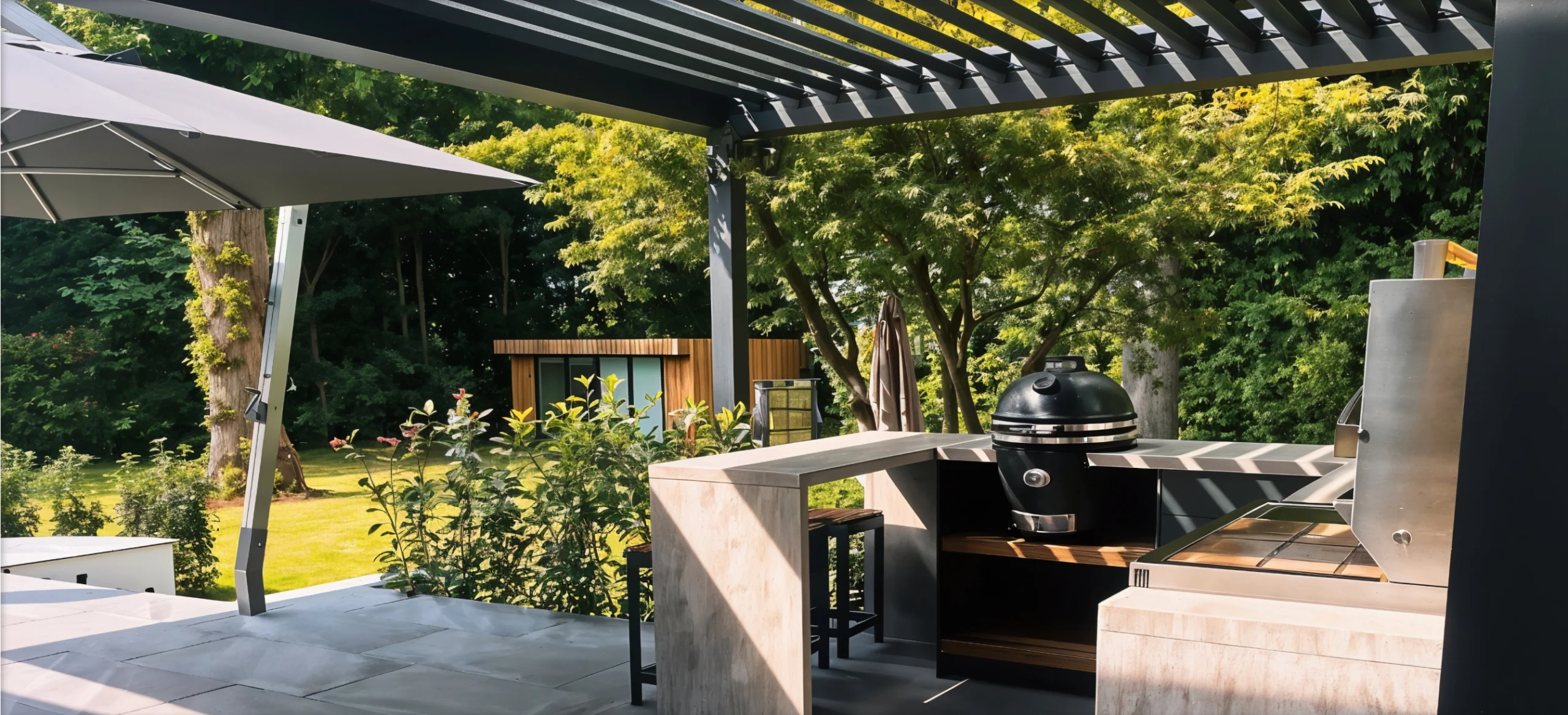 image over bar on patio with bbq